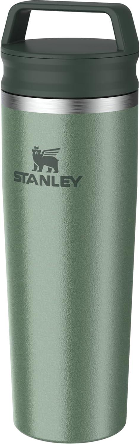 imageSTANLEY Cafe To Go Travel Mug 16 oz Leakproof TwoPart Drink Through Lid Tumbler Cup for Coffee Tea and Drinks Insulated Stainless Steel Coffee Mug BPAFree Cream GlossHammertone Green