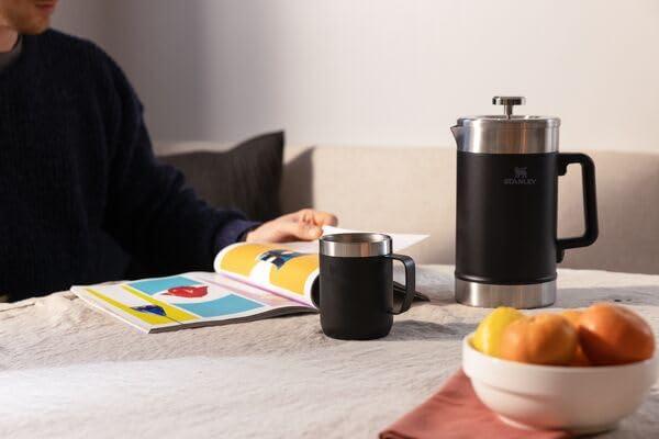 imageSTANLEY Classic StayHot French Press Coffee Maker 48 oz 5 Minute Brew 4 Hours Hot Mesh Filter for Coffee Grounds Insulated Stainless Steel French Press BPAFree Rose QuartzCream Gloss
