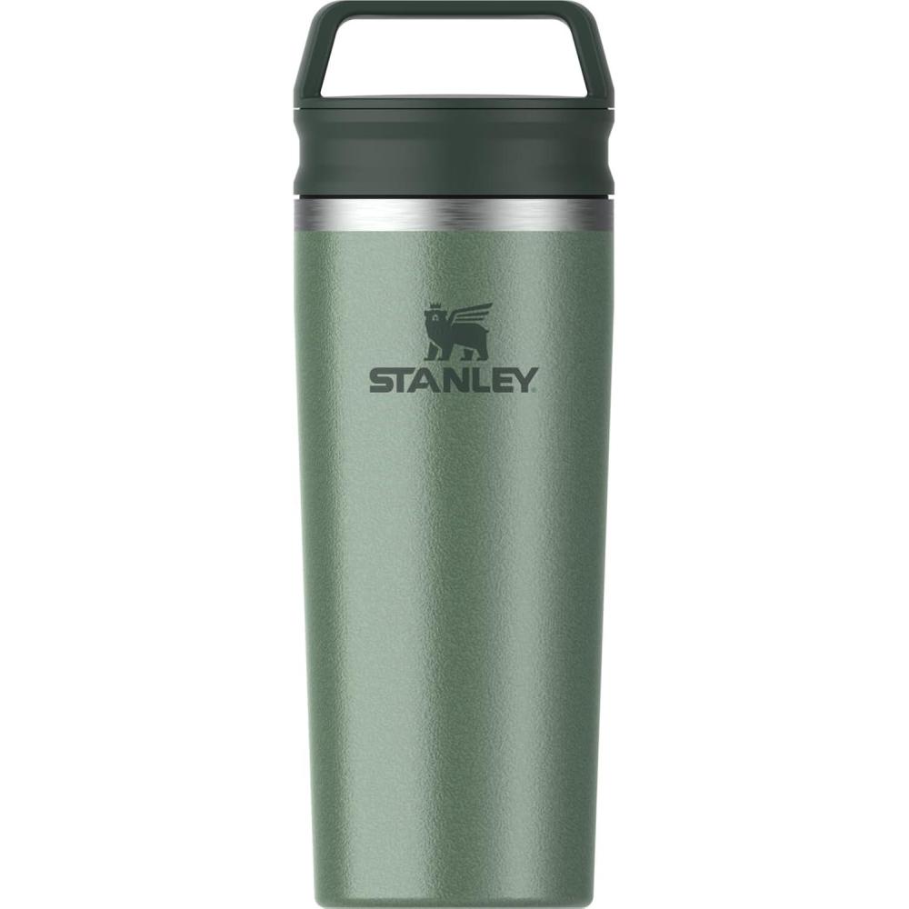imageSTANLEY Cafe To Go Travel Mug 16 oz Leakproof TwoPart Drink Through Lid Tumbler Cup for Coffee Tea and Drinks Insulated Stainless Steel Coffee Mug BPAFree Cream GlossHammertone Green