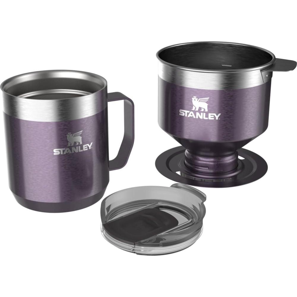 imageSTANLEY Perfect Brew Pour Over Set  12 oz Camp Mug with Lid Included  Drip Coffee Maker with Reusable Filter  Insulated Stainless Steel  BPAFree  Black 20Wisteria Shine