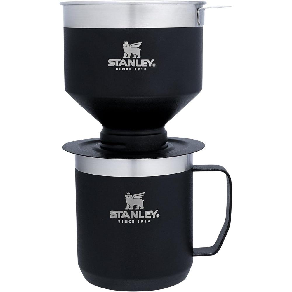 imageSTANLEY Perfect Brew Pour Over Set  12 oz Camp Mug with Lid Included  Drip Coffee Maker with Reusable Filter  Insulated Stainless Steel  BPAFree  Black 20Matte Black