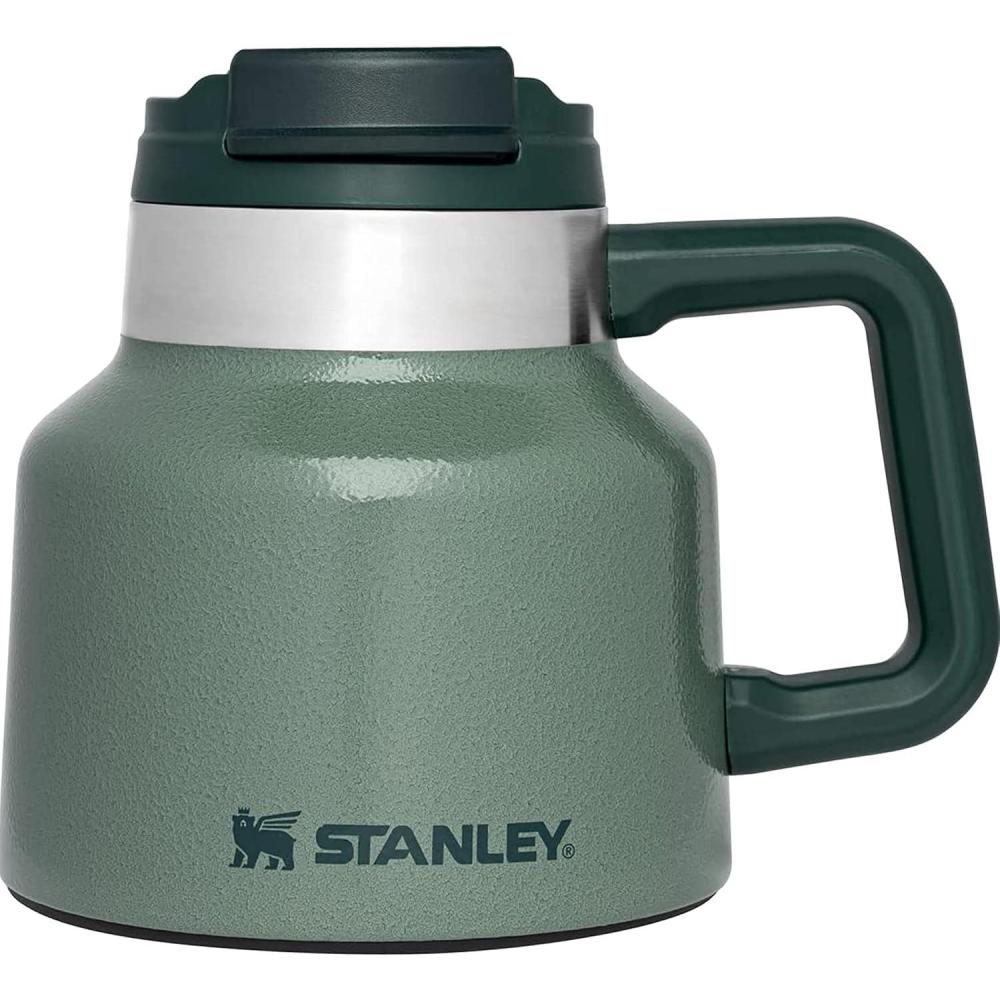 imageSTANLEY ToughToTip Admirals Mug 20 oz Twiston Flip Open Lid Wide Body with NonSkid Rubber Base Insulated Stainless Steel Coffee Cup BPAFreeHammertone Green