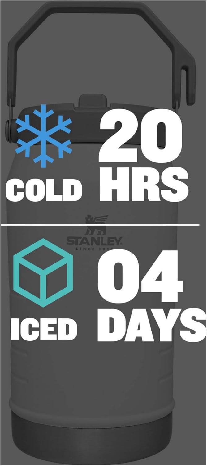 imageSTANLEY IceFlow 20 Flip Straw Jug with Handle 40 oz Twist On Lid and Flip Up Straw Leakproof for Travel and Sports Insulated Stainless Steel BPAFree Black 20Polar