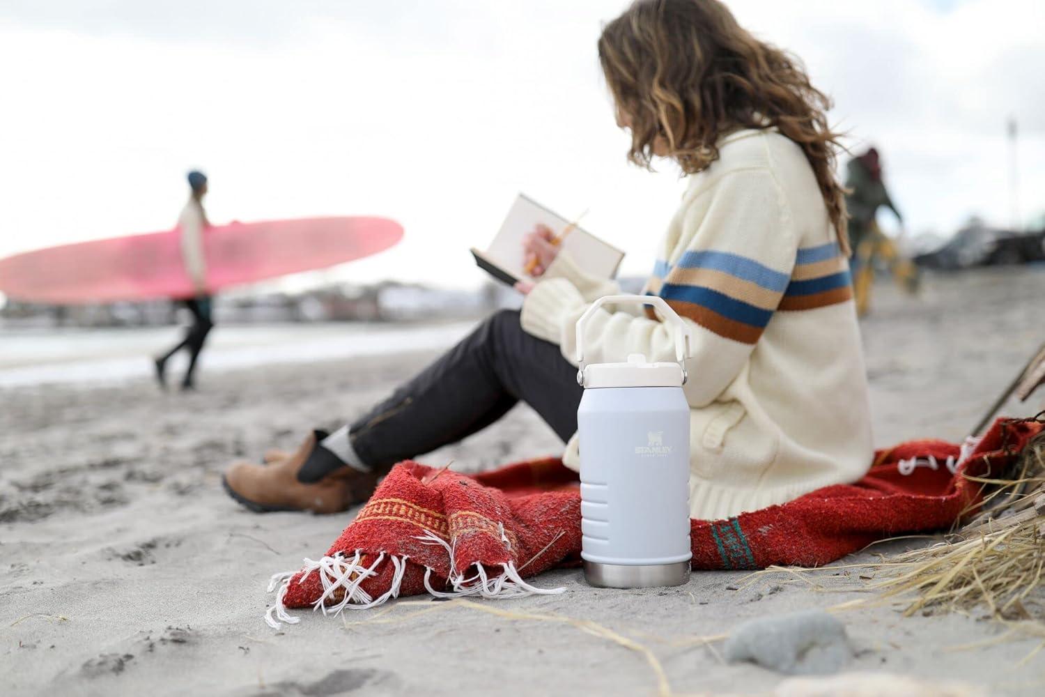 imageSTANLEY IceFlow 20 Flip Straw Jug with Handle 40 oz Twist On Lid and Flip Up Straw Leakproof for Travel and Sports Insulated Stainless Steel BPAFree Black 20Cloud