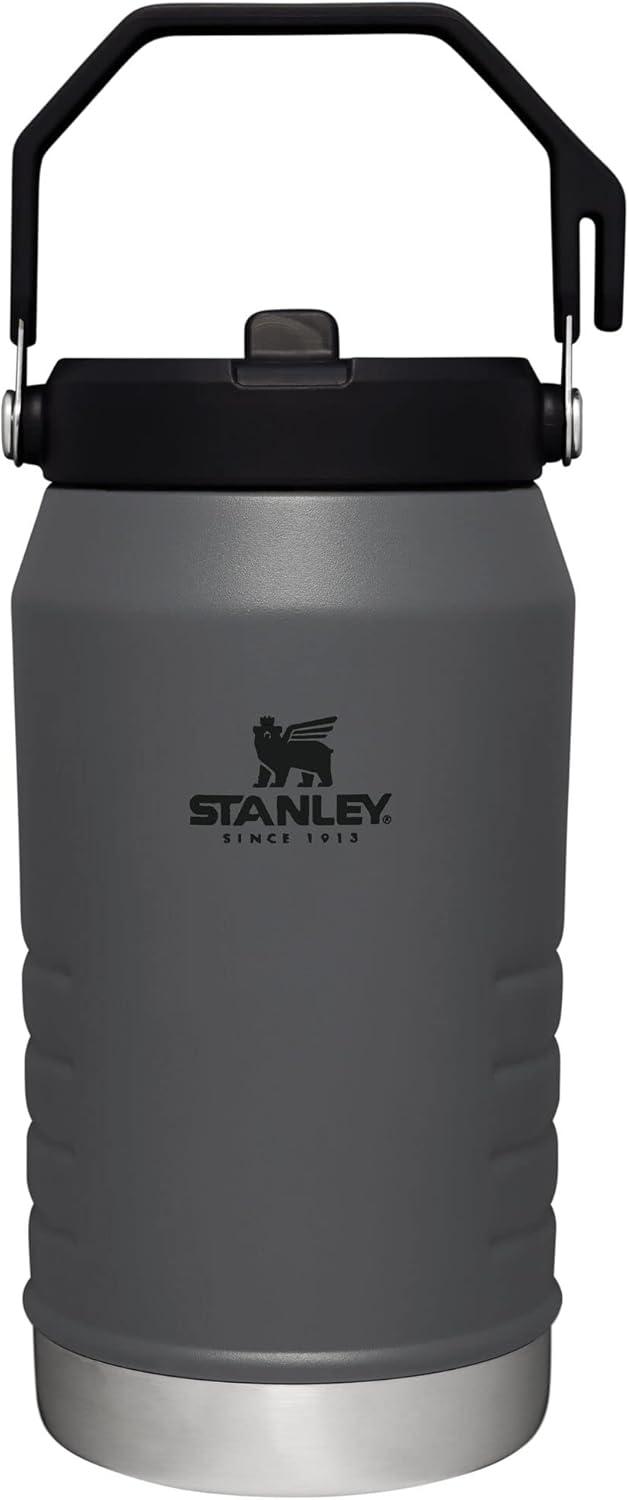 imageSTANLEY IceFlow 20 Flip Straw Jug with Handle 40 oz Twist On Lid and Flip Up Straw Leakproof for Travel and Sports Insulated Stainless Steel BPAFree Black 20Charcoal