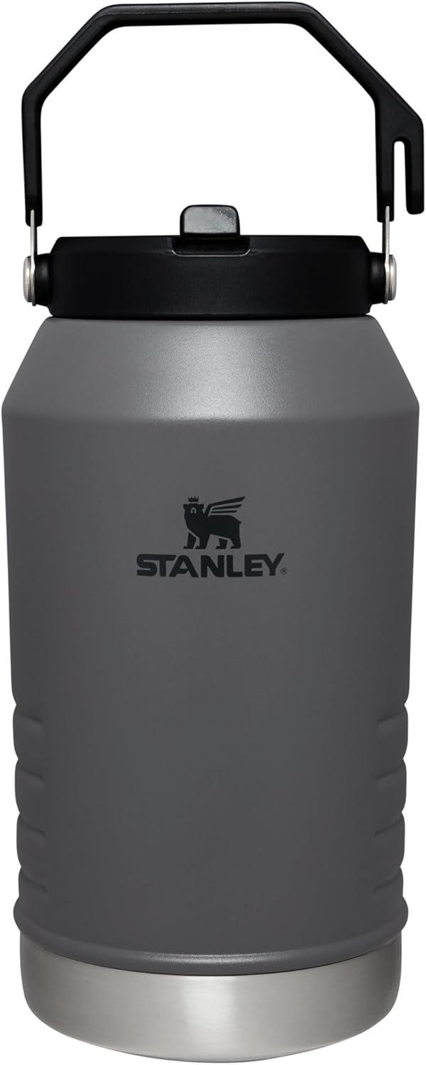imageSTANLEY IceFlow 20 Flip Straw Jug with Handle 40 oz Twist On Lid and Flip Up Straw Leakproof for Travel and Sports Insulated Stainless Steel BPAFree Black 20Charcoal