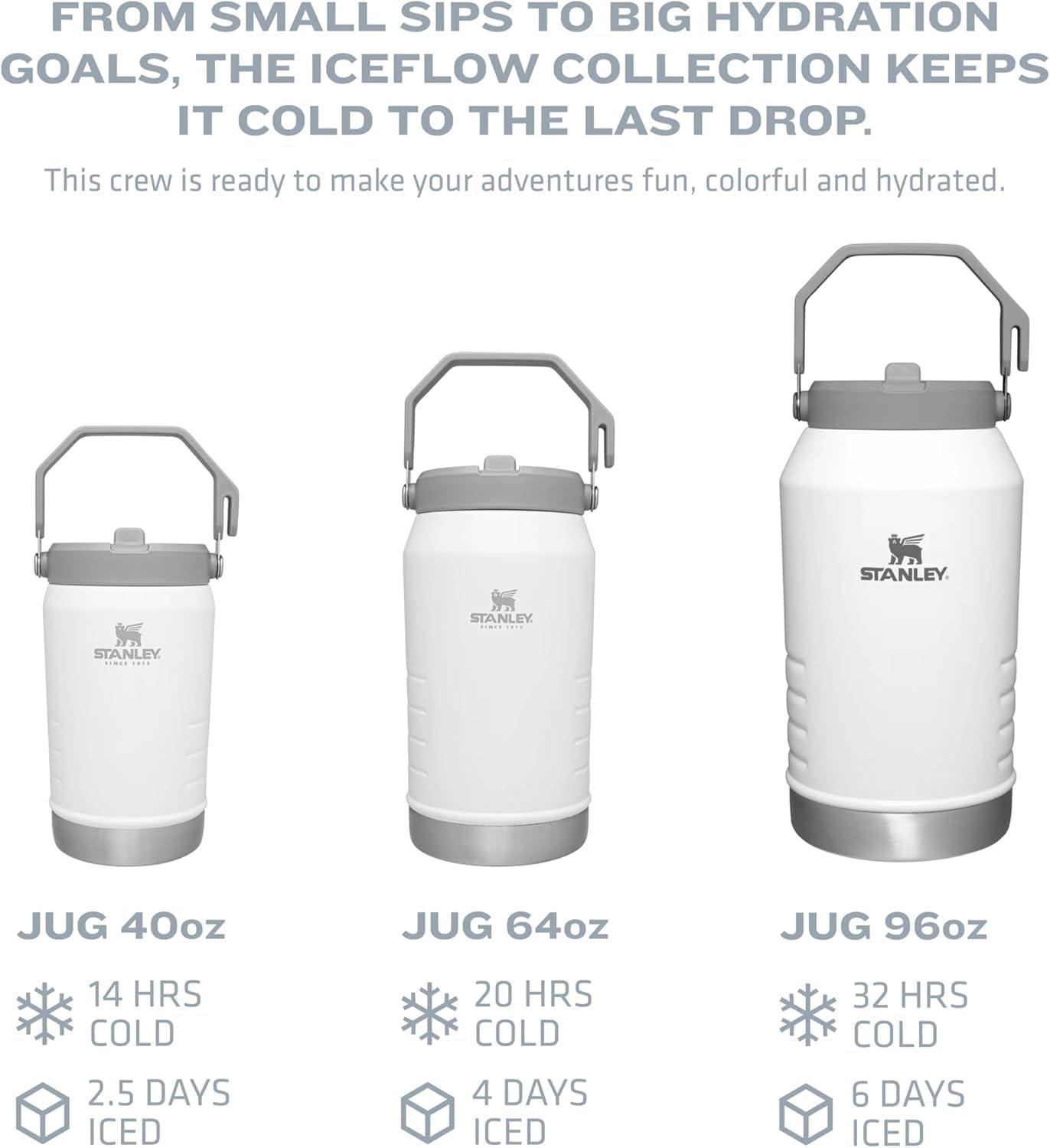 imageSTANLEY IceFlow 20 Flip Straw Jug with Handle 40 oz Twist On Lid and Flip Up Straw Leakproof for Travel and Sports Insulated Stainless Steel BPAFree Black 20Black 20