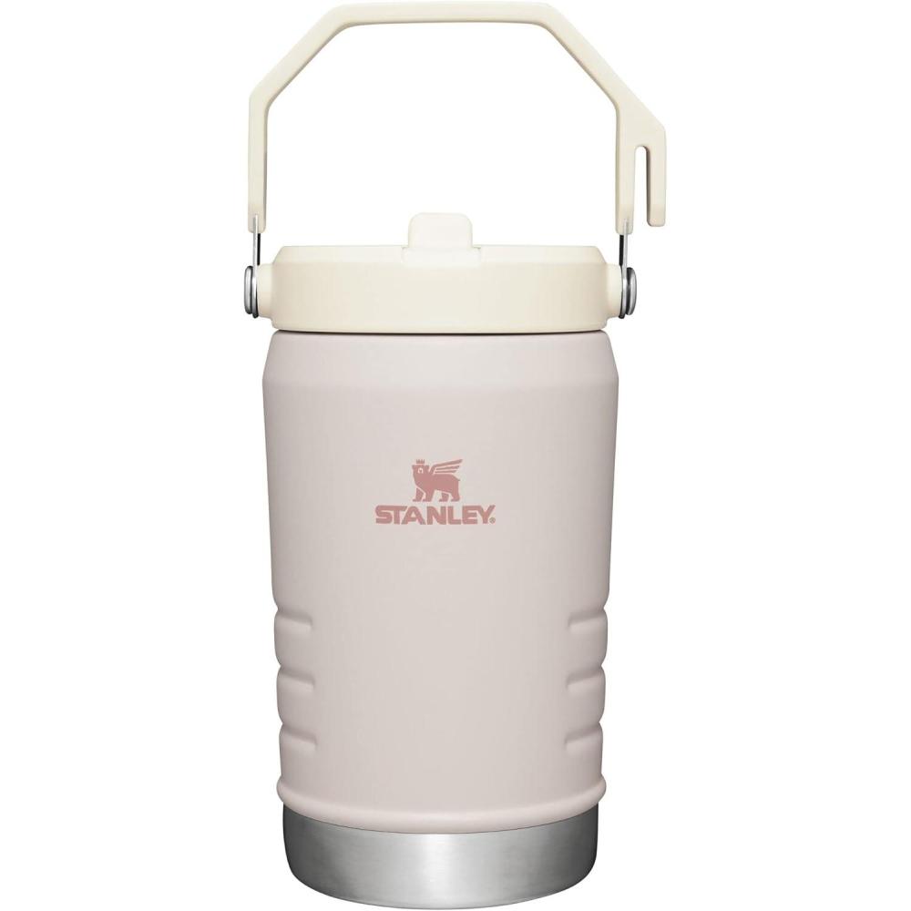 imageSTANLEY IceFlow 20 Flip Straw Jug with Handle 40 oz  Twist On Lid and Flip Up Straw  Leakproof for Travel and Sports  Insulated Stainless Steel  BPAFree  Black 20Rose Quartz