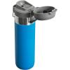 Stanley Quick Flip GO Water Bottle 24 oz | Push Button Lid | Leakproof and Packable for Travel and Sports | Insulated Stainless Steel | BPA-Free | Black 2.0(Azure)