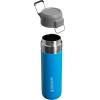 Stanley Quick Flip GO Water Bottle 24 oz | Push Button Lid | Leakproof and Packable for Travel and Sports | Insulated Stainless Steel | BPA-Free | Black 2.0(Azure)