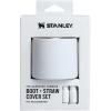 Stanley Quencher Boot and Straw Cover Cap | Anti-Slip Silicone Protector for Tumbler with Handle | Accessory Set for Stainless Steel Drinking Cup | BPA-Free(Pale Stone)