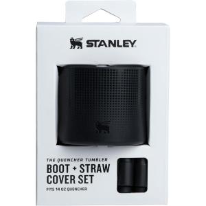 Stanley Quencher Boot and Straw Cover Cap | Anti-Slip Silicone Protector for Tumbler with Handle | Accessory Set for Stainless Steel Drinking Cup | BPA-Free(Black 2.0)
