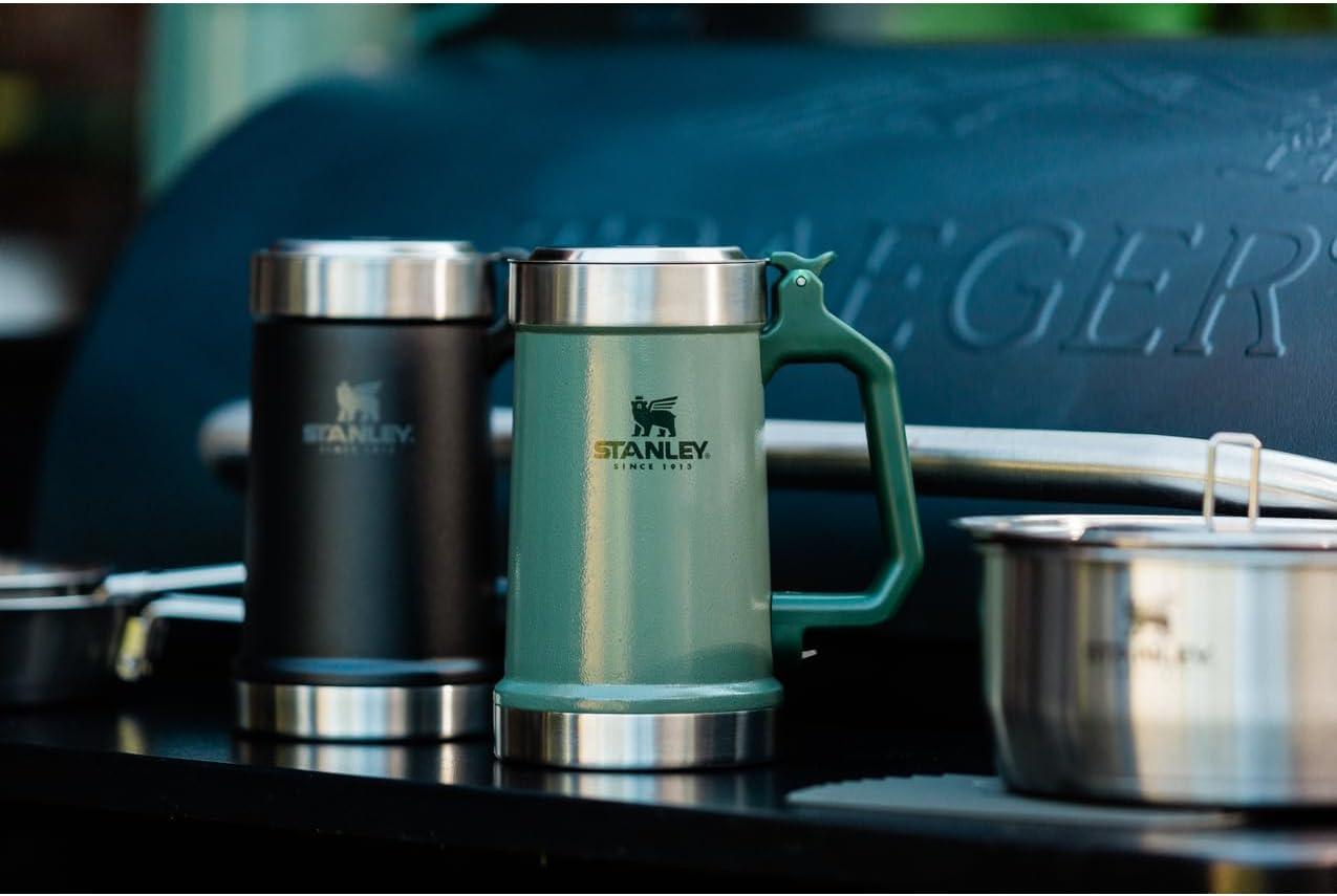 imageSTANLEY Classic Bottle Opener Beer Stein 24 oz Flip Up Lid and Heavy Duty Handle with Built In Bottle Opener Insulated Stainless Steel Beer Mug BPAFree Stainless Steel Shale