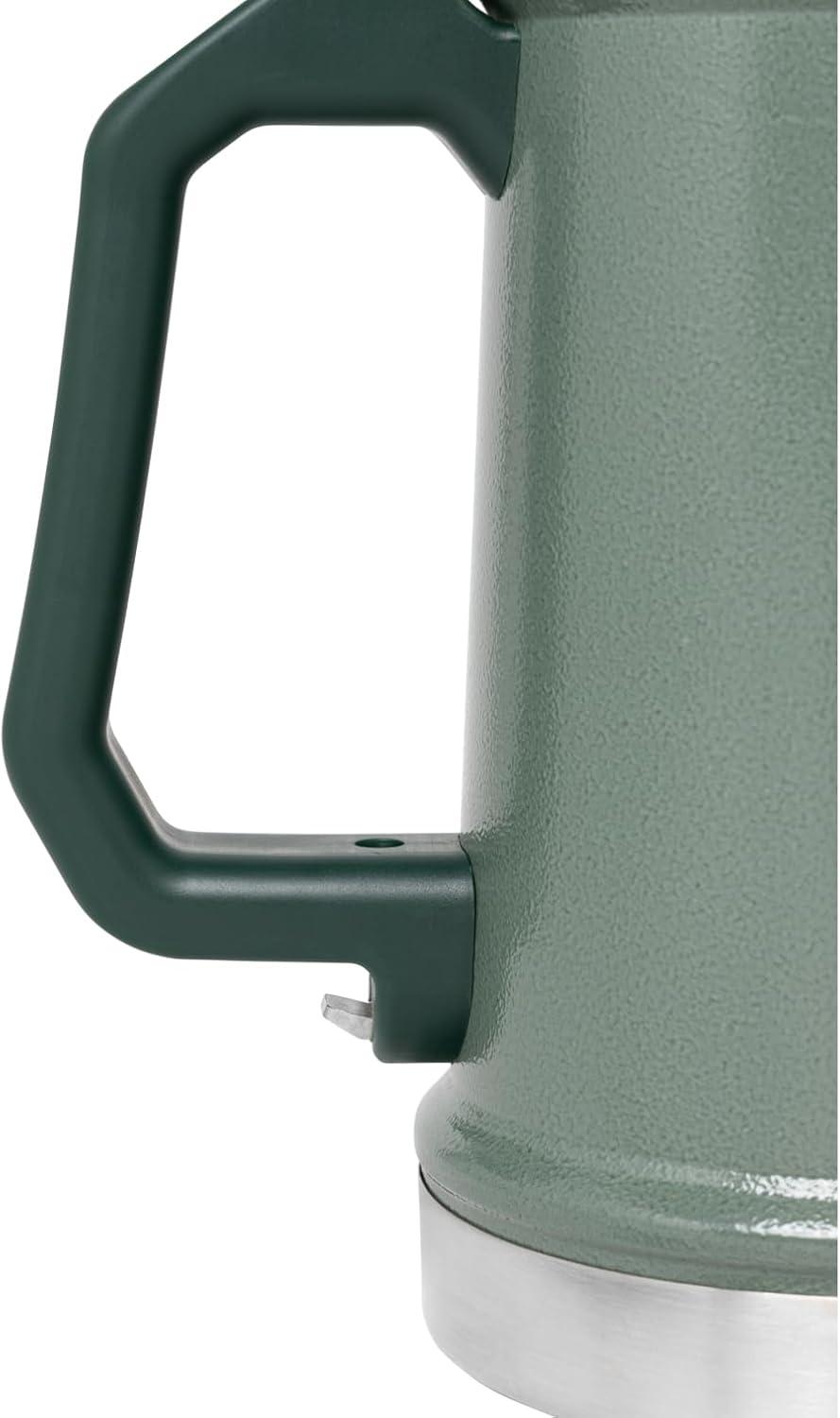 imageSTANLEY Classic Bottle Opener Beer Stein 24 oz Flip Up Lid and Heavy Duty Handle with Built In Bottle Opener Insulated Stainless Steel Beer Mug BPAFree Hammertone GreenHammertone Green