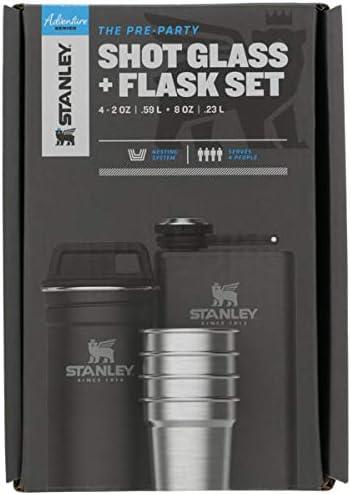 imageStanley Adventure PreParty Flask and Nesting Shot Glass Set 8 oz Leakproof Hip Flask 4 Shot Glasses in Travel Carrying Case Insulated Stainless Steel Liquor Flask BPAFree Matte BlackMatte Black