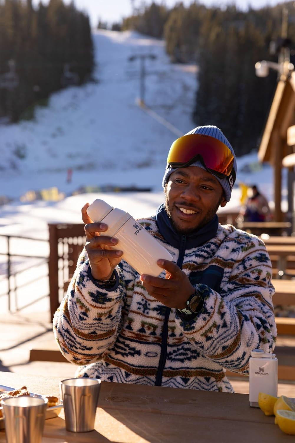 imageStanley Happy Hour Cocktail Shaker Set 20 oz Bartender Kit for Camping and Travel Cocktail Drink Mixing Set with 2 Cups Insulated Stainless Steel BPAFree Black 20Stainless Steel