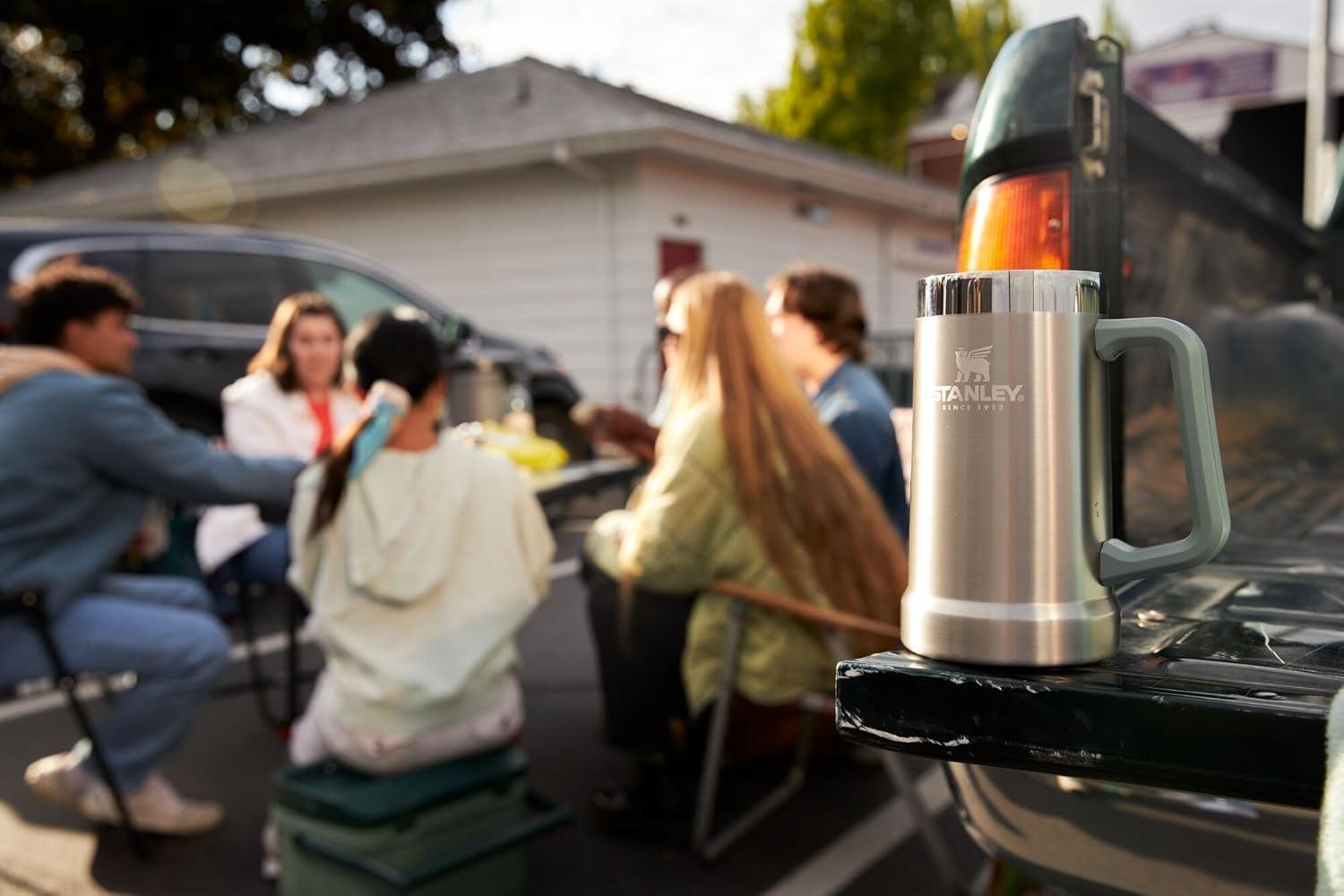 imageStanley StayChill Beer Stein 24 oz Heavy Duty Big Grip Handle Beer Tumbler Drink Cup Holds 2 Cans Insulated Stainless Steel Party Mug BPAFreeBlack 20