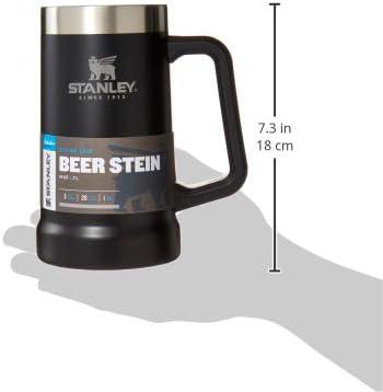 imageStanley StayChill Beer Stein 24 oz Heavy Duty Big Grip Handle Beer Tumbler Drink Cup Holds 2 Cans Insulated Stainless Steel Party Mug BPAFreeMatte Black
