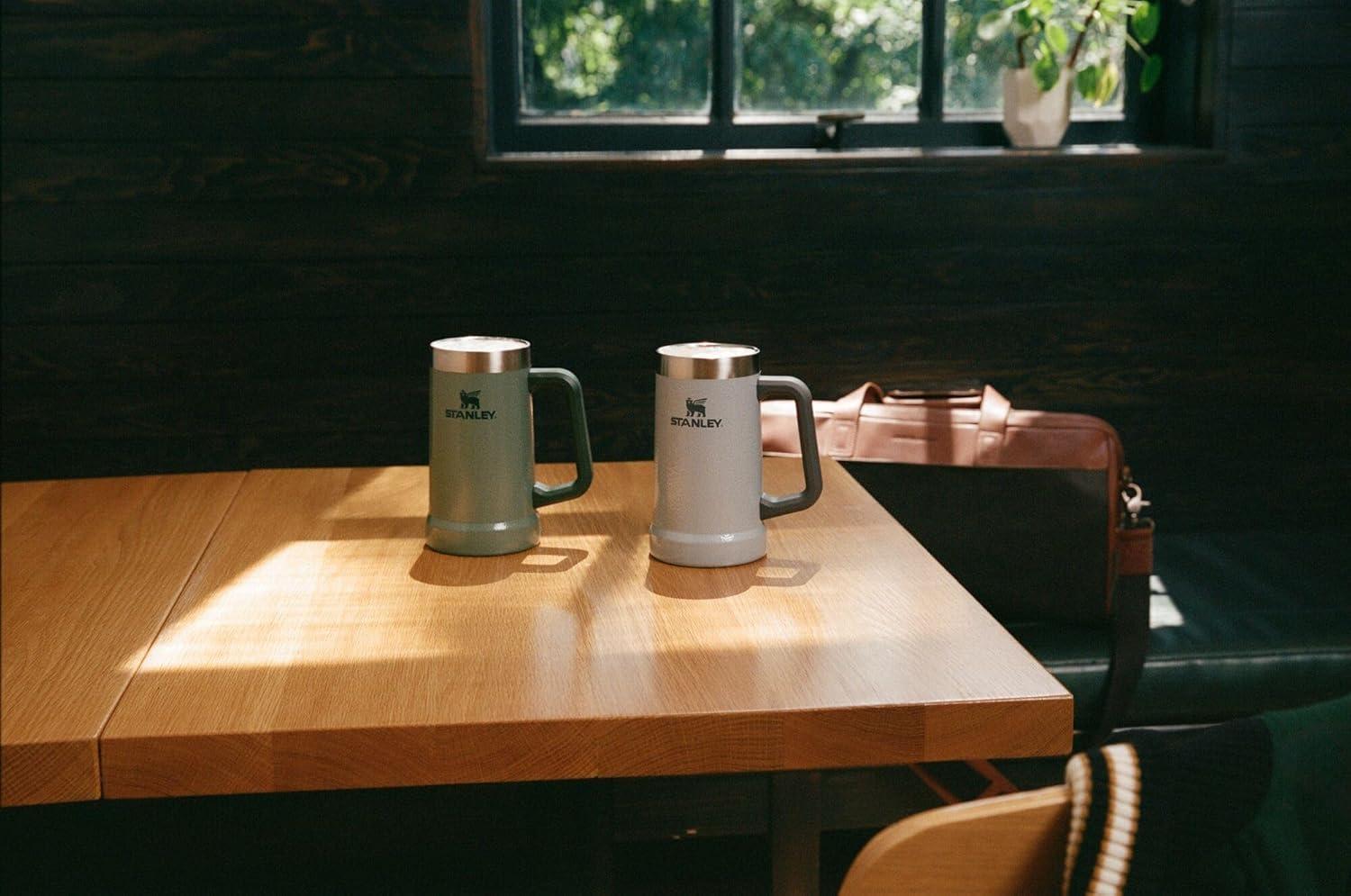 imageStanley StayChill Beer Stein 24 oz Heavy Duty Big Grip Handle Beer Tumbler Drink Cup Holds 2 Cans Insulated Stainless Steel Party Mug BPAFreeStainless Steel Shale