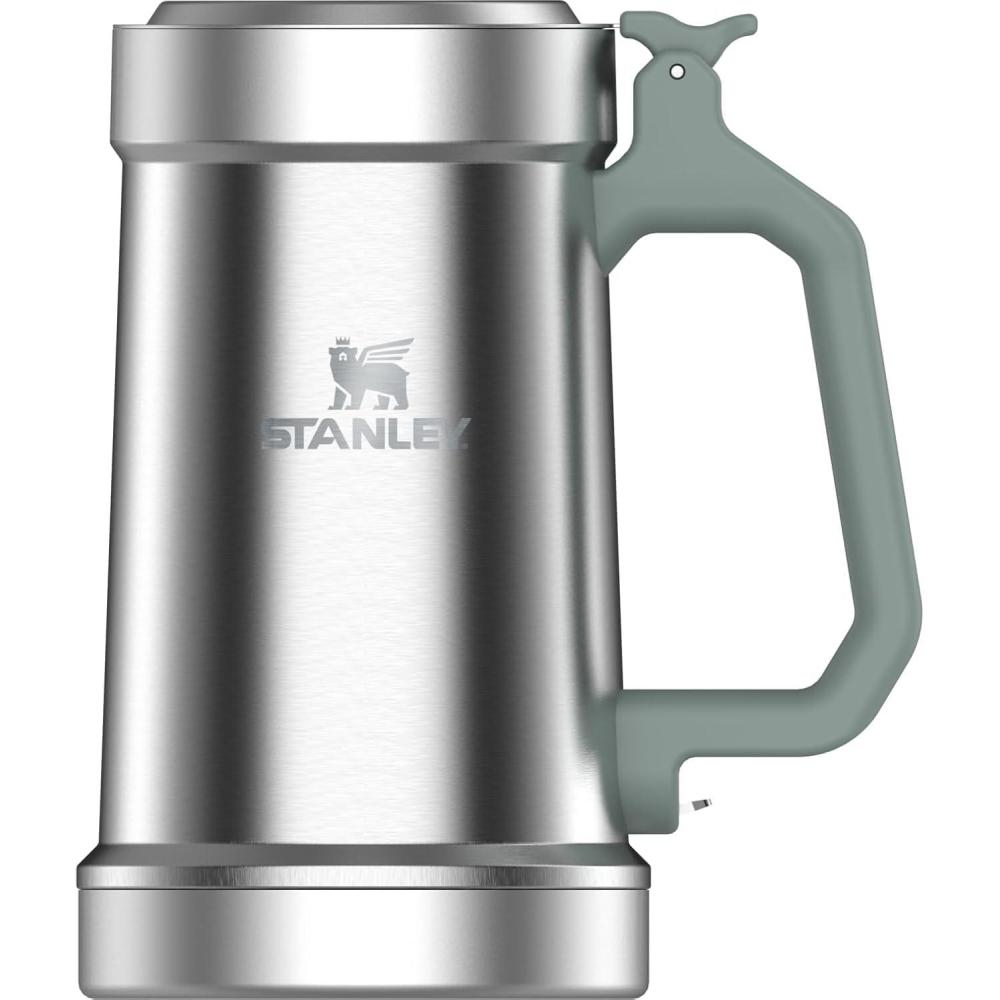imageSTANLEY Classic Bottle Opener Beer Stein 24 oz Flip Up Lid and Heavy Duty Handle with Built In Bottle Opener Insulated Stainless Steel Beer Mug BPAFree Stainless Steel Shale