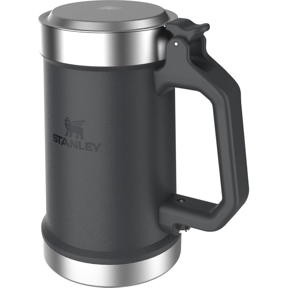 imageSTANLEY Classic Bottle Opener Beer Stein 24 oz  Flip Up Lid and Heavy Duty Handle with Built In Bottle Opener  Insulated Stainless Steel Beer Mug  BPAFree  Black 20
