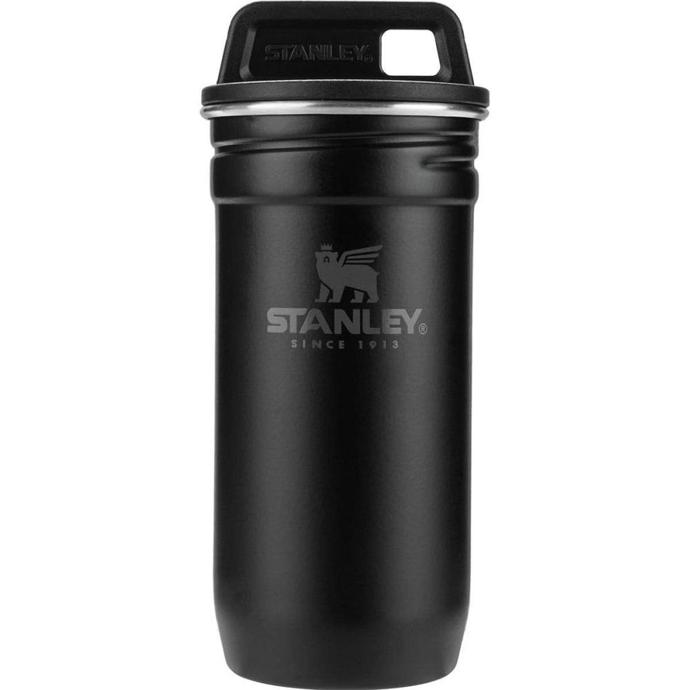 imageStanley Adventure PreParty Flask and Nesting Shot Glass Set  8 oz Leakproof Hip Flask  4 Shot Glasses in Travel Carrying Case  Insulated Stainless Steel Liquor Flask  BPAFree  Matte BlackMatte Black