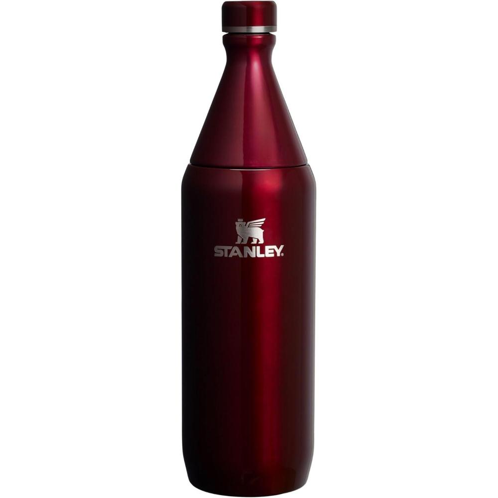 imageStanley All Day Slim Bottle 34 oz Twist off Lid with Leakproof Seal Slim Design for Travel and Gym Insulated Stainless Steel Water Bottle BPAFree Garnet Shine