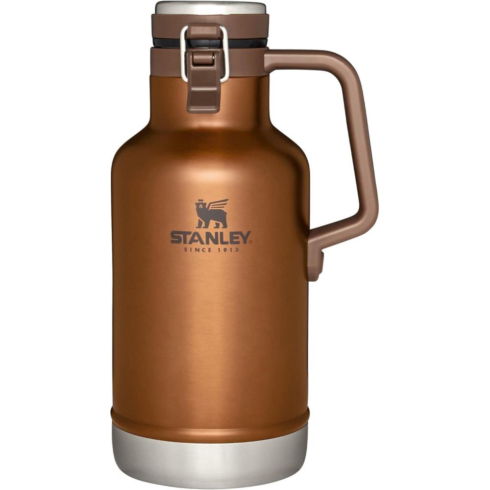 imageStanley Classic EasyPour Growler 64 oz  Keeps Beer Cold or Coffee Hot  Leakproof Steel Lined Lid and Easy to Carry Handle  Insulated Stainless Steel  BPAFree  Black 20Maple