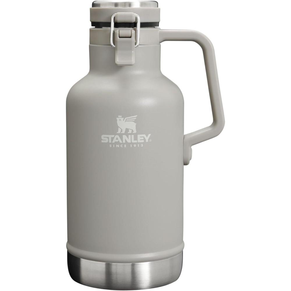 imageStanley Classic EasyPour Growler 64 oz  Keeps Beer Cold or Coffee Hot  Leakproof Steel Lined Lid and Easy to Carry Handle  Insulated Stainless Steel  BPAFree  Black 20Ash