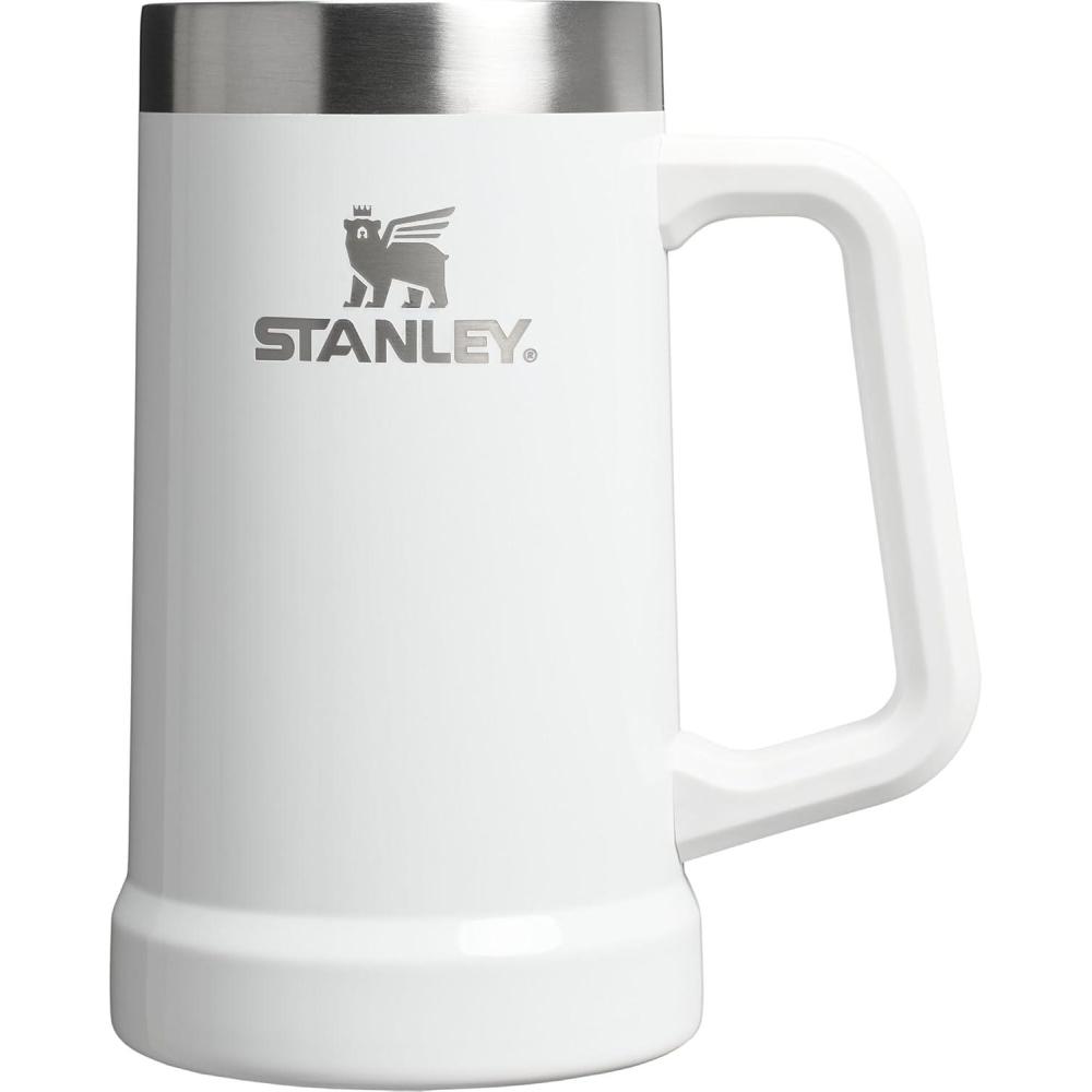 imageStanley StayChill Beer Stein 24 oz Heavy Duty Big Grip Handle Beer Tumbler Drink Cup Holds 2 Cans Insulated Stainless Steel Party Mug BPAFreeFrost Gloss