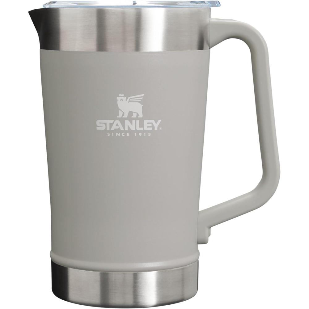 imageStanley StayChill Pitcher 64 oz Cold Water Beer and Drink Pitcher with Lid Large Capacity Durable Beverage Container with Handle Insulated Stainless Steel BPAFreeAsh