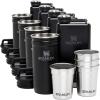 Stanley Adventure Pre-Party Flask and Nesting Shot Glass Set | 8 oz Leakproof Hip Flask | 4 Shot Glasses in Travel Carrying Case | Insulated Stainless Steel Liquor Flask | BPA-Free | Matte Black(Matte Black)