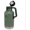 Stanley Classic Easy-Pour Growler 64 oz | Keeps Beer Cold or Coffee Hot | Leakproof Steel Lined Lid and Easy to Carry Handle | Insulated Stainless Steel | BPA-Free | Black 2.0(Green)