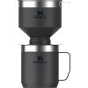 STANLEY Perfect Brew Pour Over Set | 12 oz Camp Mug with Lid Included | Drip Coffee Maker with Reusable Filter | Insulated Stainless Steel | BPA-Free | Cream Gloss(Black 2.0)