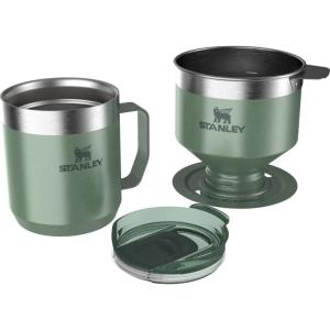 STANLEY Perfect Brew Pour Over Set | 12 oz Camp Mug with Lid Included | Drip Coffee Maker with Reusable Filter | Insulated Stainless Steel | BPA-Free | Cream Gloss(Green Hammertone)