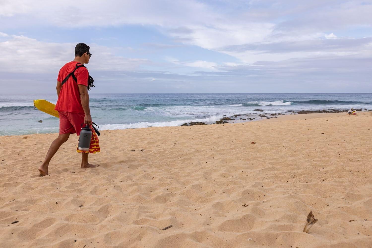 imageStanley IceFlow Fast Flow Jug with Handle 64 oz Twist On Angled Spout Lid Leakproof for Travel and Sports Insulated Stainless Steel BPAFree BlackCharcoal