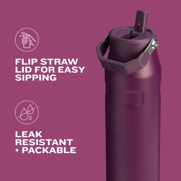 imageSTANLEY IceFlow Flip Straw 20 Water Bottle 36 OZ BuiltIn Straw with Larger Opening Lightweight amp LeakResistant Insulated Stainless Steel BPAFree Azure