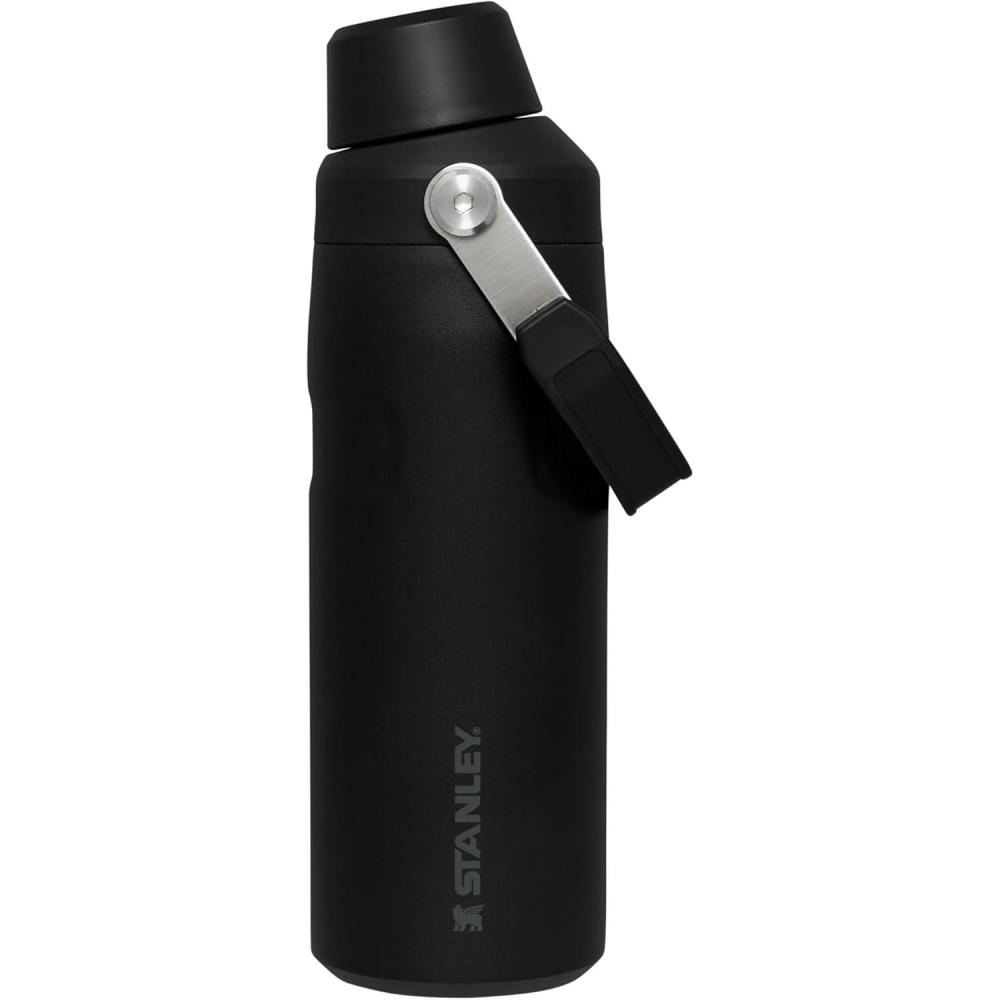 imageStanley IceFlow Fast Flow Water Bottle 16 oz Angled Spout Lid Lightweight and Leakproof for Travel and Sports Insulated Stainless Steel BPAFree Black