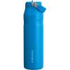 STANLEY IceFlow Flip Straw 2.0 Water Bottle 36 OZ | Built-In Straw with Larger Opening | Lightweight & Leak-Resistant | Insulated Stainless Steel | BPA-Free | Azure