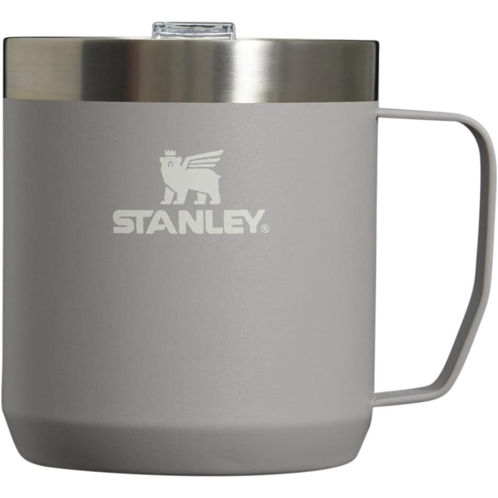 imageSTANLEY StayHot Camp Mug 12 oz Press Fit Drink Through Lid Cup for Coffee Tea and Drinks Insulated Stainless Steel Coffee Mug BPAFree Ash 20