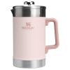 STANLEY Classic Stay-Hot French Press Coffee Maker 48 oz | 5 Minute Brew, 4 Hours Hot | Mesh Filter for Coffee Grounds | Insulated Stainless Steel French Press | BPA-Free | Black 2.0(Rose Quartz)
