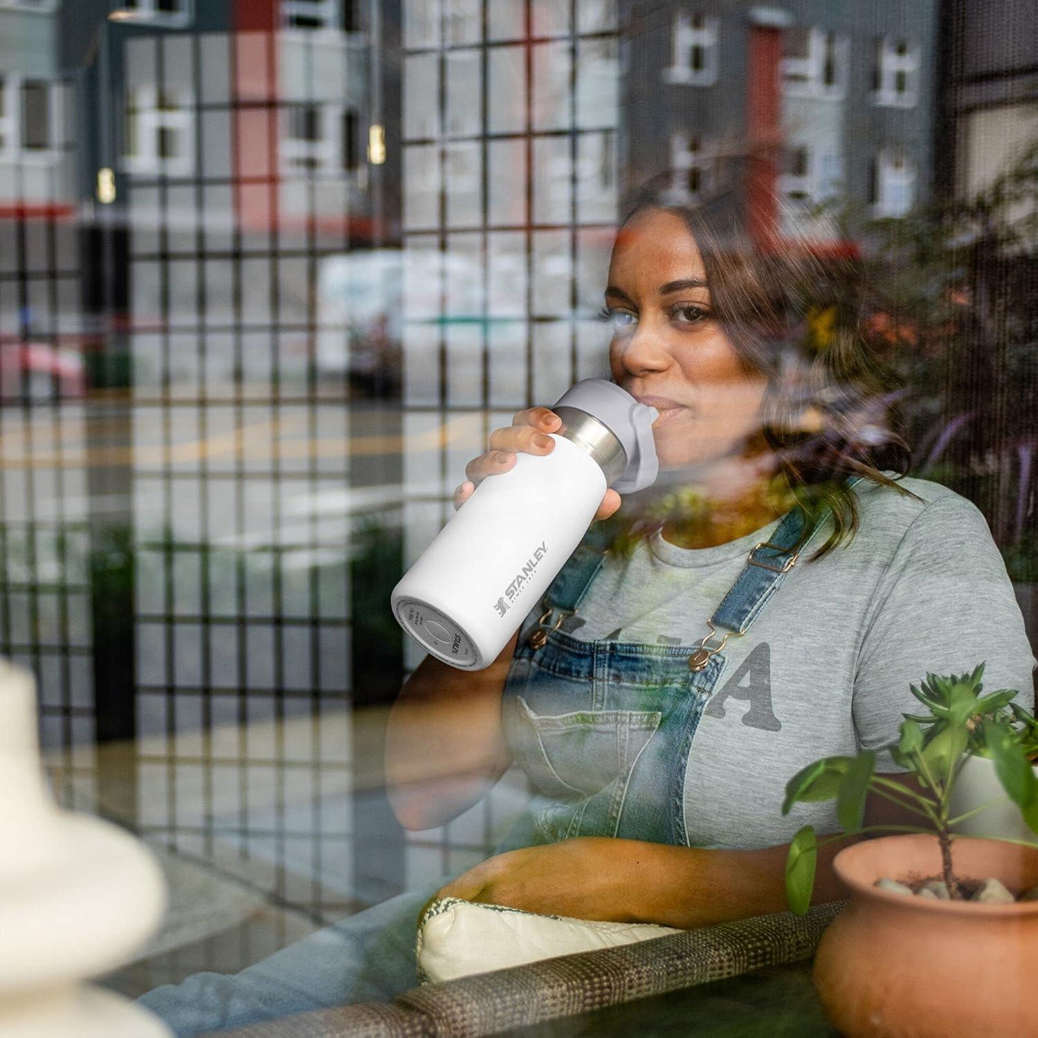 imageSTANLEY IceFlow Flip Straw Water Bottle 22 oz BuiltIn Straw for Travel and Sports Lightweight and Leak Resistant Insulated Stainless Steel BPAFree PolarPolar