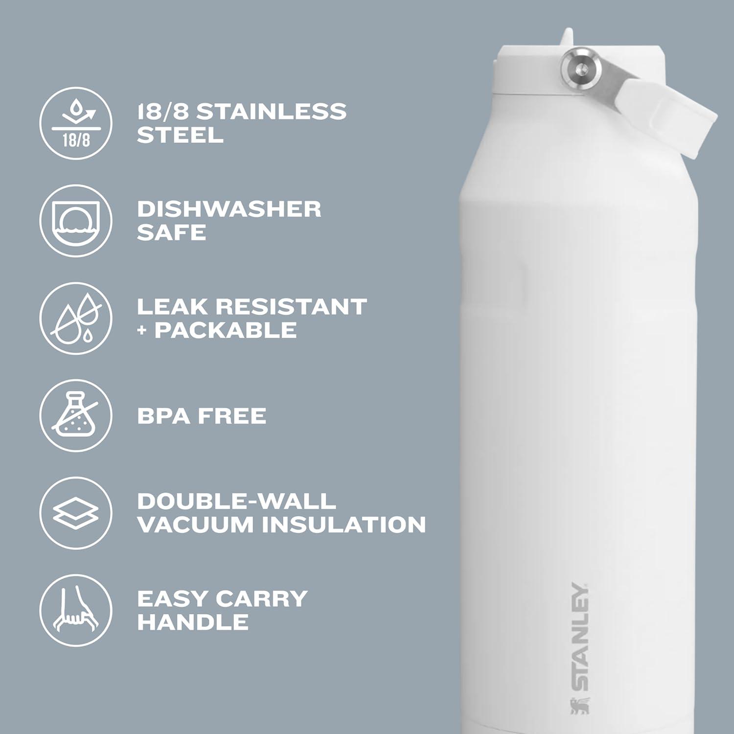 imageSTANLEY IceFlow Flip Straw Water Bottle 22 oz BuiltIn Straw for Travel and Sports Lightweight and Leak Resistant Insulated Stainless Steel BPAFree PolarPolar