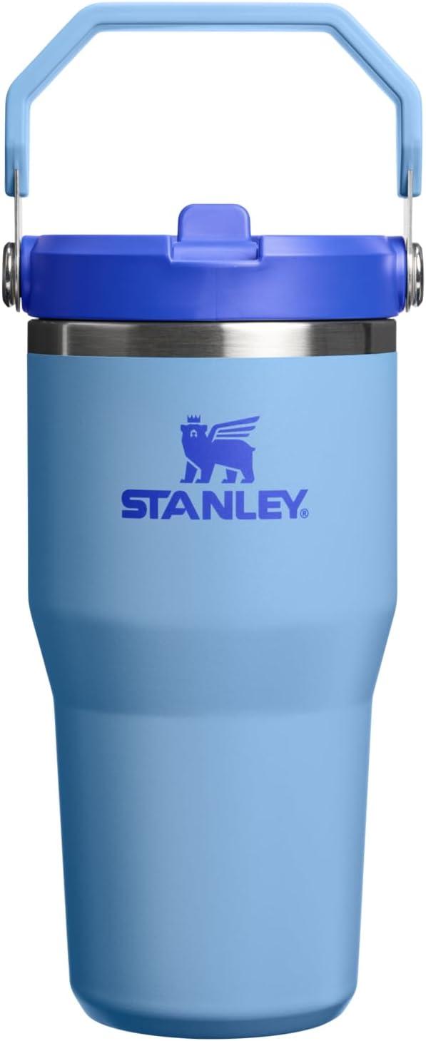 imageStanley IceFlow Flip Straw Tumbler with Handle 20 oz Twist On Lid and Flip Up Straw Leak Resistant Water Bottle Insulated Stainless Steel BPAFree CharcoalBlue Sky