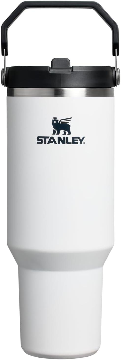 imageStanley IceFlow Flip Straw Tumbler with Handle 20 oz Twist On Lid and Flip Up Straw Leak Resistant Water Bottle Insulated Stainless Steel BPAFree CharcoalChalk