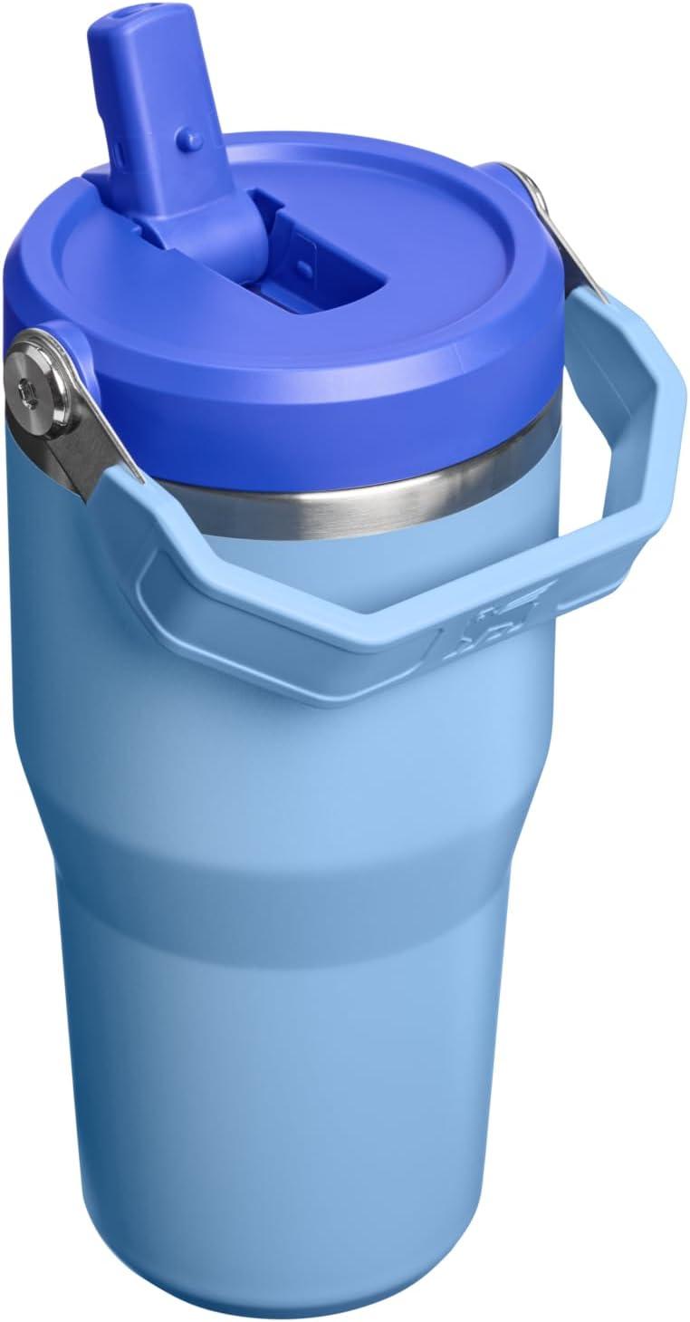 imageStanley IceFlow Flip Straw Tumbler with Handle 20 oz Twist On Lid and Flip Up Straw Leak Resistant Water Bottle Insulated Stainless Steel BPAFree CharcoalBlue Sky