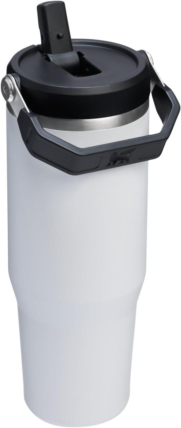imageStanley IceFlow Flip Straw Tumbler with Handle 20 oz Twist On Lid and Flip Up Straw Leak Resistant Water Bottle Insulated Stainless Steel BPAFree CharcoalChalk
