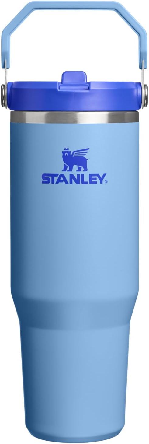 imageStanley IceFlow Flip Straw Tumbler with Handle 20 oz Twist On Lid and Flip Up Straw Leak Resistant Water Bottle Insulated Stainless Steel BPAFree CharcoalBlue Sky
