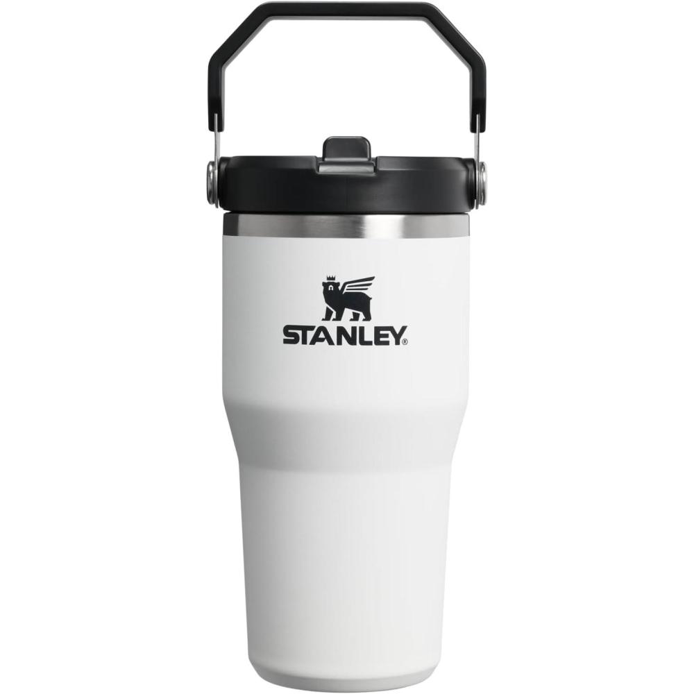 imageStanley IceFlow Flip Straw Tumbler with Handle 20 oz  Twist On Lid and Flip Up Straw  Leak Resistant Water Bottle  Insulated Stainless Steel BPAFree  CharcoalChalk