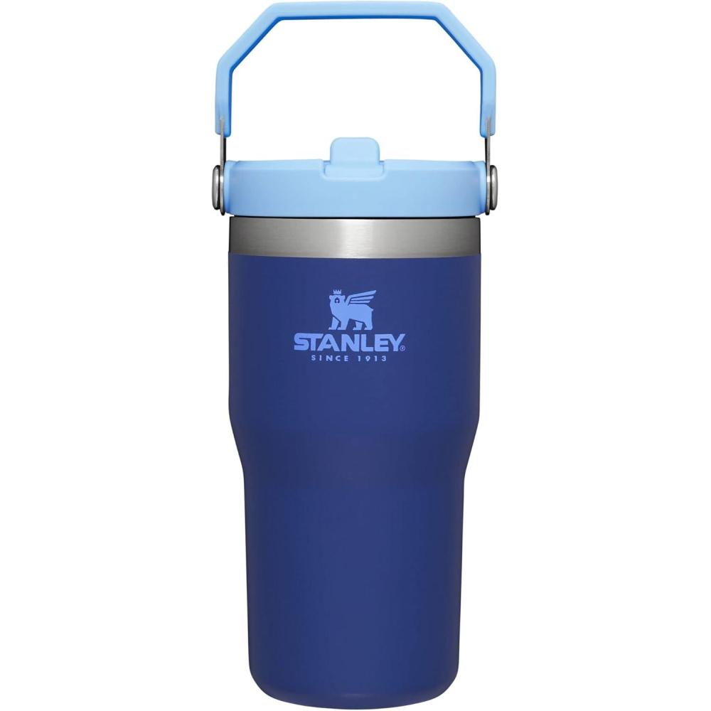 imageStanley IceFlow Flip Straw Tumbler with Handle 20 oz  Twist On Lid and Flip Up Straw  Leak Resistant Water Bottle  Insulated Stainless Steel BPAFree  CharcoalLapis